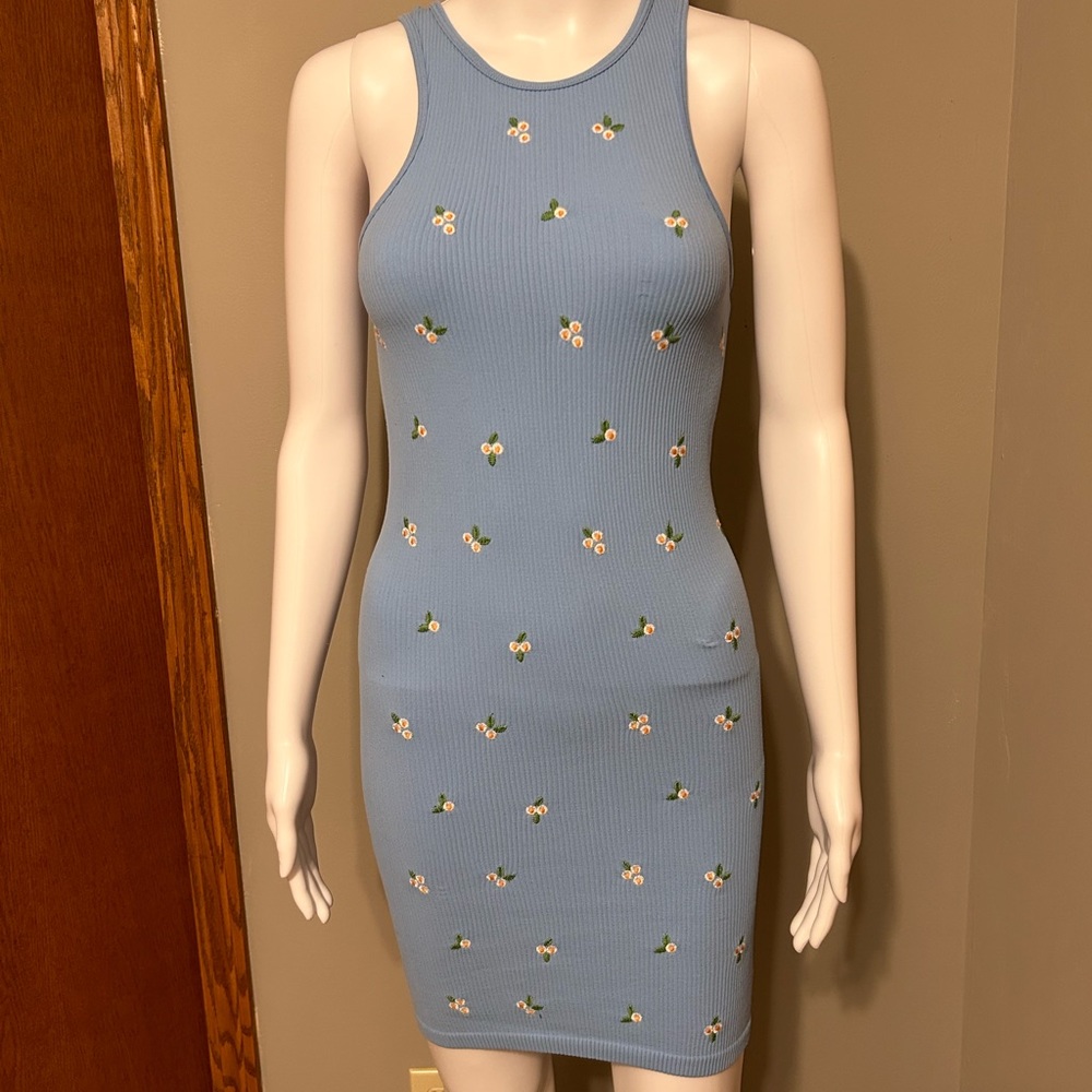 Zara Ribbed Racerback Bodycon Flower Dress